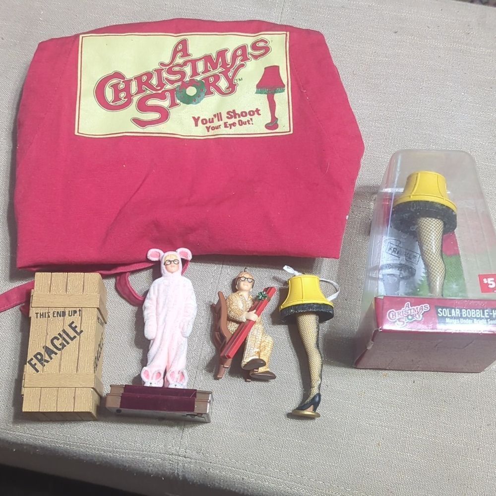 Christmas Story Hallmark Ornaments 2008, 2009, 2010, 2023 & mini Leg Lamp bundle